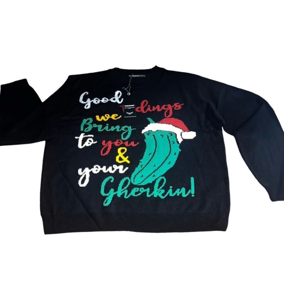 Threadbare Plus Christmas Gherkin Women's Knit Sweater In Black Size 14US - Picture 8 of 15